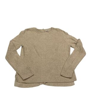 Madewell Button Back Sweater L Cotton Knit Beige